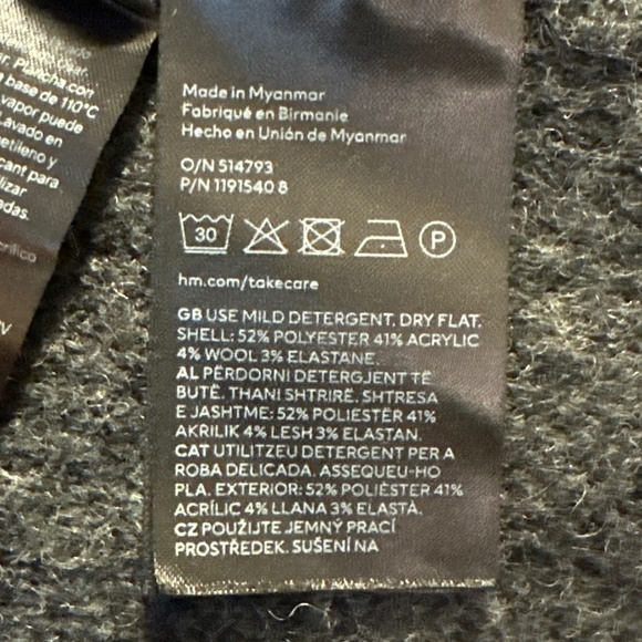 H&M Sweater Dress Medium Dark Grey Maxi Long-Sleeve Soft Cottagecore Capsule - Picture 6 of 6